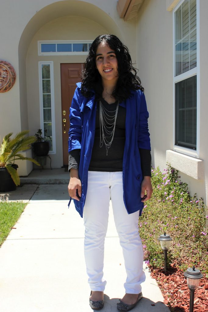 Blue Trench White Jeans Outfit Inspiration