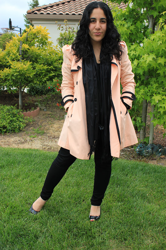 Orange Trench Coat All Black Outfit Inspiration