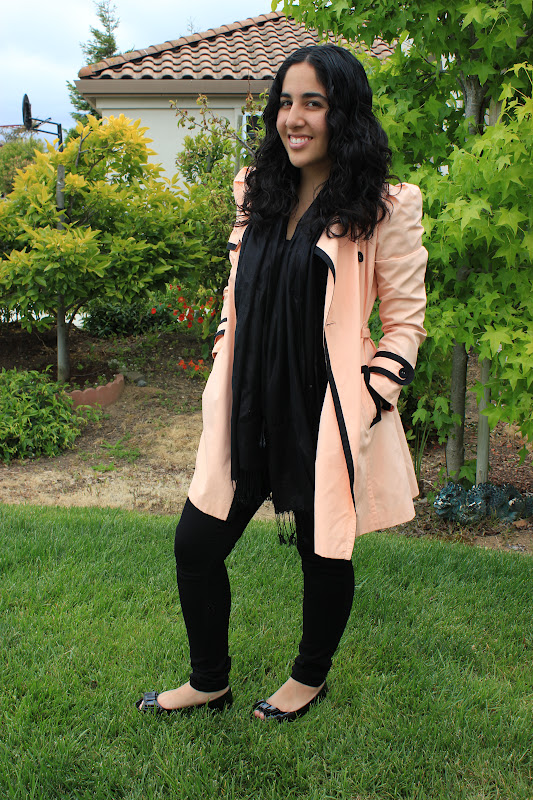 Pastel Orange Trench All Black Work Outfit Inspiration