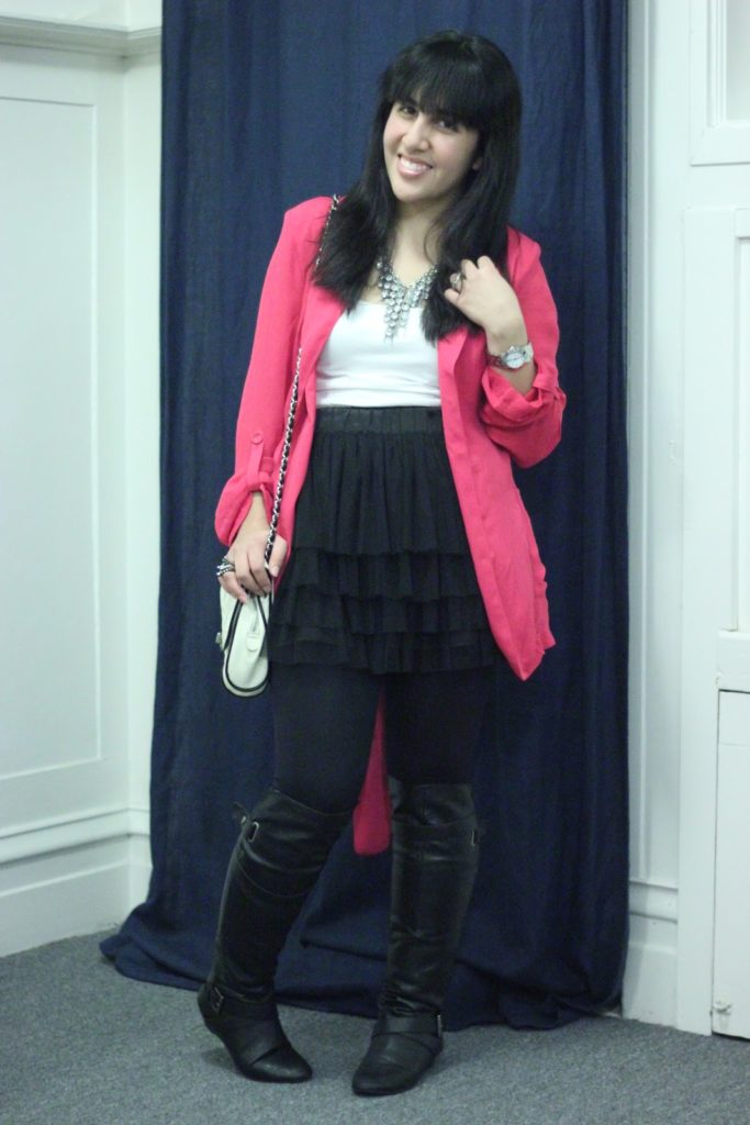 Forever 21 Pink Blazer and Tulle Skirt Party Outfit Inspiration