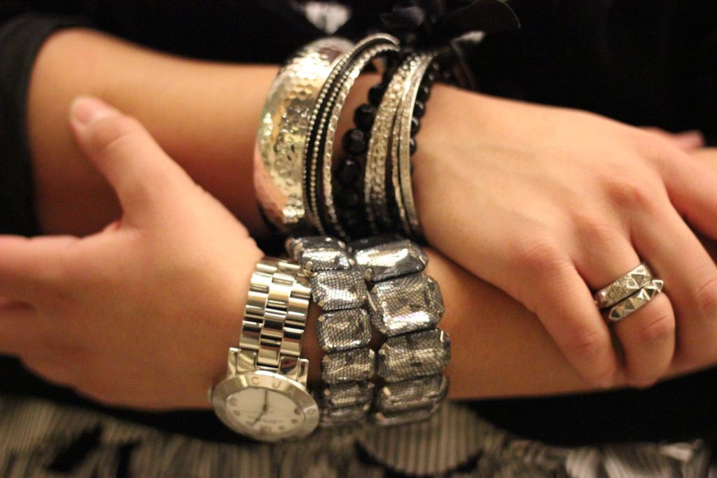 Silver Bangles and Marc Jacobs Watch Arm Party