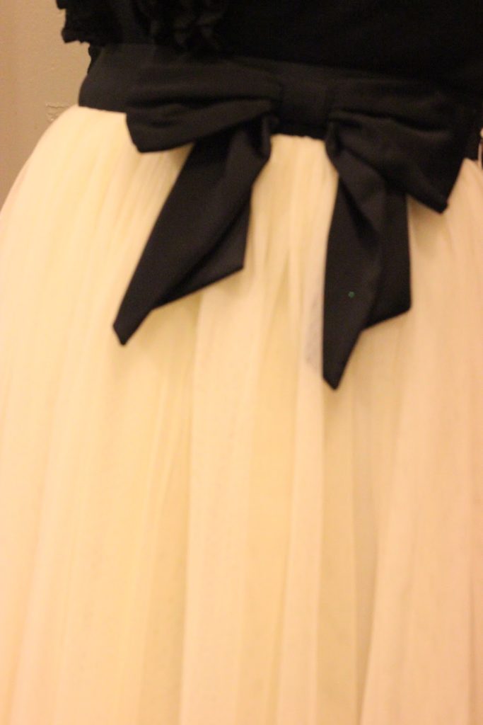 Cream Tulle Skirt with Black Bow