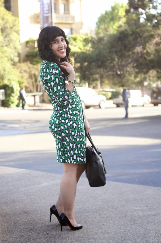 Green Leopard Wrap Dress