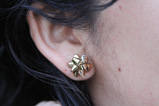 Gold Gift Bow Earrings
