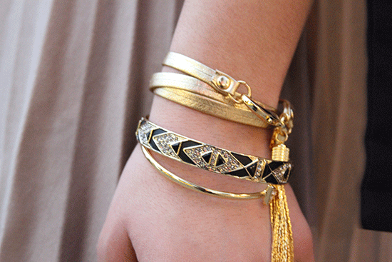 Gold and Black Arm Party