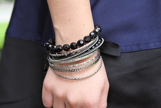 Forever 21 Black Bead and Silver Bangles