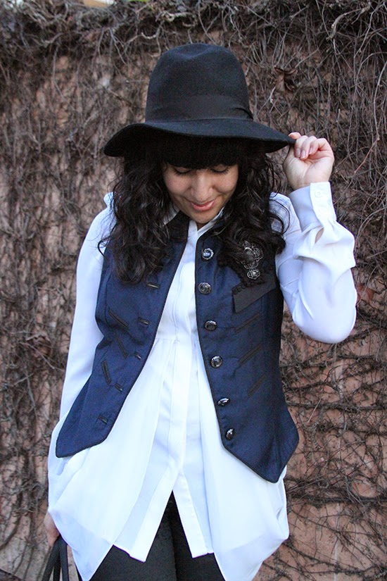 Victorian Inspired Vest and White Button Down Blouse