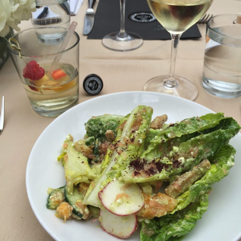 Salad and Truvee Chardonnay at Sen's Restaurant