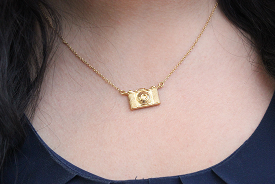 Gold Kate Spade Camera Charm Necklace