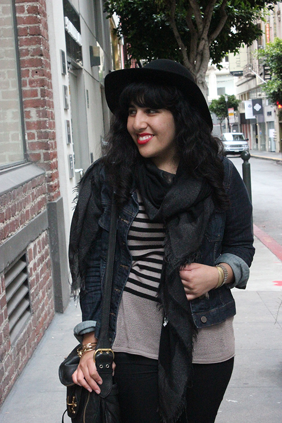 Fall Wool Hat and Denim Jacket SF Outfit