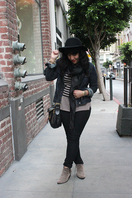 Striped Sweater and Sam Edelman Booties Outfit
